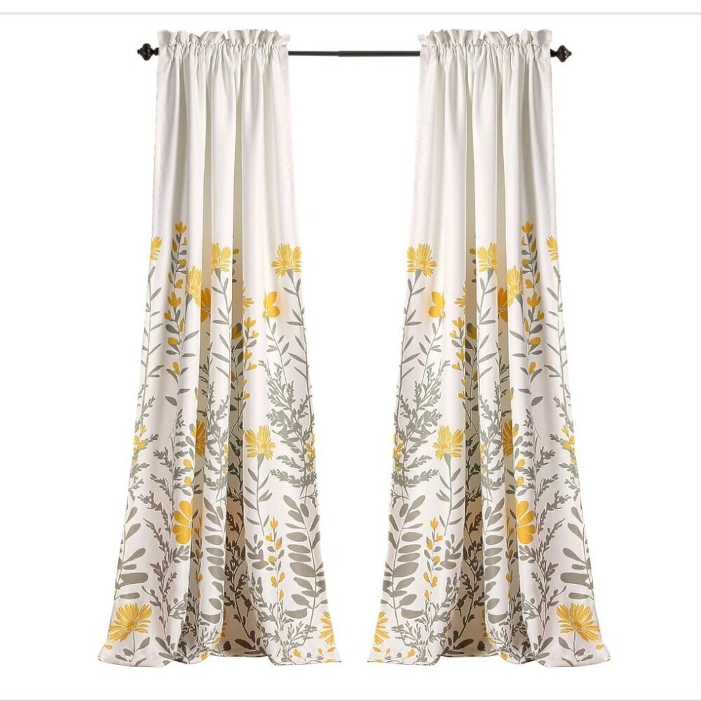 Lush Decor Half Moon Aprile Yellow Insulated Window Two Curtain Panels 52"x84" - Picture 5 of 11